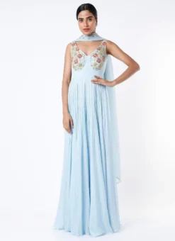 Light Blue Georgette Embroidered Anarkali Suit Wedding Wear -Mahra Clothing Shop Light Blue Georgette Embroidered Anarkali Suit SLDVC155 u