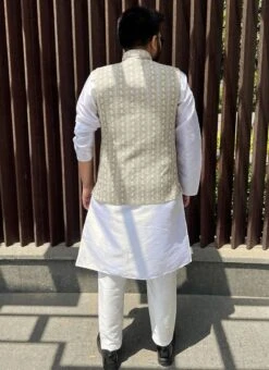 Light Brown Cotton Printed Nehru Jacket -Mahra Clothing Shop Light Brown Cotton Printed Nehru Jacket JMKMHE1842 b