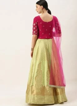 Teen Girls Light Green N Pink Georgette Lehenga Set Festive Wear -Mahra Clothing Shop Light Green N Pink Georgette Lehenga Set GHBS02108683 b