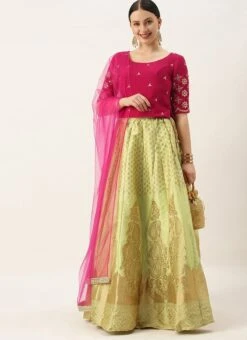Teen Girls Light Green N Pink Georgette Lehenga Set Festive Wear -Mahra Clothing Shop Light Green N Pink Georgette Lehenga Set GHBS02108683 u