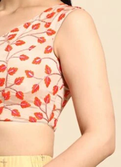 Light Peach Embroidered Chiffon Blouse Festive Wear -Mahra Clothing Shop Light Peach Embroidered Chiffon Blouse BLBS02301948 rrc3