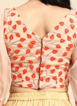 Light Peach Embroidered Chiffon Blouse Party Wear -Mahra Clothing Shop Light Peach Embroidered Chiffon Blouse BLBS02301968 rrc2