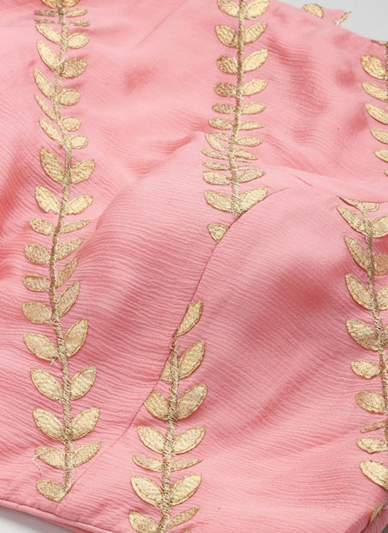 Light Pink Embroidered Chiffon Blouse Wedding Wear 5 Light Pink Embroidered Chiffon Blouse Wedding Wear - Image 5