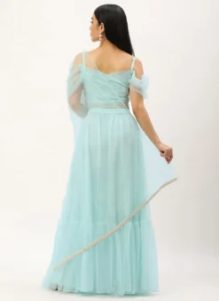 Skirt From Light Sea Green Net Embroidered Lehenga After Six Wear -Mahra Clothing Shop Light Sea Green Net Embroidered Lehenga GHBS02212563 b