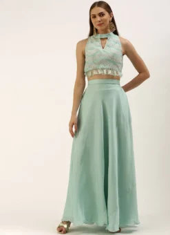 Teen Girls Light Sea Green Net Embroidered Skirt Set Party Wear -Mahra Clothing Shop Light Sea Green Net Embroidered Skirt Set IWBS02212472 u