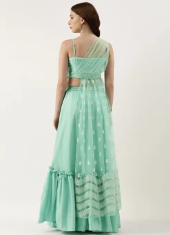 Teen Girls Light Sea Green Net Skirt Set Festive Wear -Mahra Clothing Shop Light Sea Green Net Skirt Set IWBS02212470 b 1