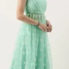 Teen Girls Light Sea Green Net Skirt Set Festive Wear