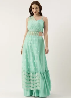 Teen Girls Light Sea Green Net Skirt Set Festive Wear -Mahra Clothing Shop Light Sea Green Net Skirt Set IWBS02212470 u 1