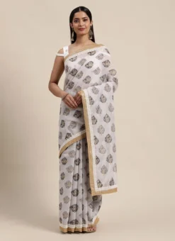 Teen Girls Lilac Hint Chanderi Saree N Embroidered Blouse Festive Wear -Mahra Clothing Shop Lilac Hint Chanderi Saree N Embroidered Blouse SABS02101755 u