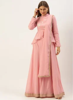 Teen Girls Long Choli Full Sleeve Pink Embroidered Lehenga Festive Wear -Mahra Clothing Shop Long Choli Full Sleeve Pink Embroidered Lehenga GHBS02102955 u 1