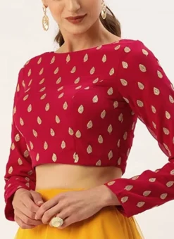 Magenta Embroidered Georgette Blouse Festive Wear