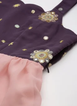 Magenta N Pink Embroidered Layered Dress Festive Wear -Mahra Clothing Shop Magenta N Pink Embroidered Layered Dress DRBS02209669 rrc1