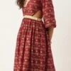 Maroon Art Silk Foil Printed Maxi Dress Festive Wear