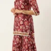 Bottom From Maroon Art Silk Printed Gharara Set After Six Wear
