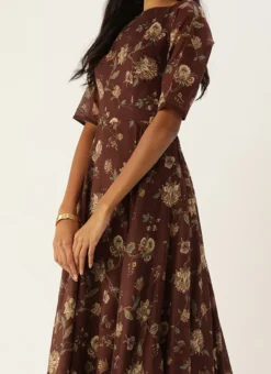 Teen Girls Maroon Chanderi Floor Length Anarkali Suit Festive Wear