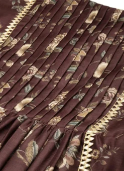 Maroon Chanderi Printed Floral Maxi Dress Festive Wear -Mahra Clothing Shop Maroon Chanderi Printed Floral Maxi Dress DRBS02111085 rrc1