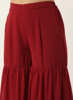 Top From Maroon Embroidered Georgette Palazzo Suit After Six Wear -Mahra Clothing Shop Maroon Embroidered Georgette Palazzo Suit SLBS02304047 rrc2 1