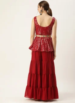 Bottom From Maroon Embroidered Top N Palazzo Set After Six Wear -Mahra Clothing Shop Maroon Embroidered Top N Palazzo Set IWBS02303875 b