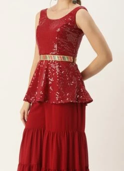 Bottom From Maroon Embroidered Top N Palazzo Set After Six Wear
