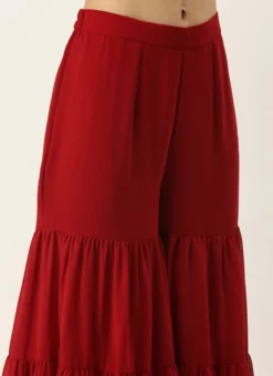 Bottom From Maroon Embroidered Top N Palazzo Set After Six Wear -Mahra Clothing Shop Maroon Embroidered Top N Palazzo Set IWBS02303875 rrc2