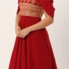 Teen Girls Maroon Georgette Embroidered Gown Party Wear