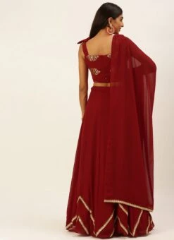 Teen Girls Green Georgette Sequins Kali Lehenga Party Wear -Mahra Clothing Shop Maroon Georgette Sequins Kali Lehenga GHBS02208535 b