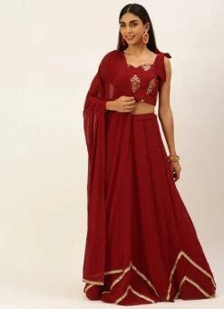 Teen Girls Green Georgette Sequins Kali Lehenga Party Wear -Mahra Clothing Shop Maroon Georgette Sequins Kali Lehenga GHBS02208535 u