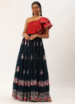 Teen Girls Maroon N Blue Sequins Georgette Gown Festive Wear -Mahra Clothing Shop Maroon N Blue Sequins Georgette Gown IWBS02301005 u