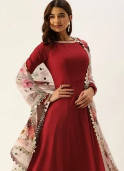 Teen Girls Maroon N Multicolored Floor Length Anarkali Suit Festive Wear -Mahra Clothing Shop Maroon N Multicolored Floor Length Anarkali Suit SLBS02110935 b