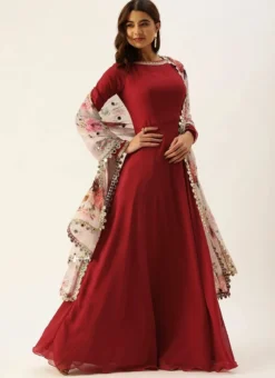 Teen Girls Maroon N Multicolored Floor Length Anarkali Suit Festive Wear -Mahra Clothing Shop Maroon N Multicolored Floor Length Anarkali Suit SLBS02110935 u