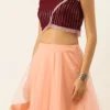 Teen Girls Maroon N Peach Halter Neck Lehenga Party Wear