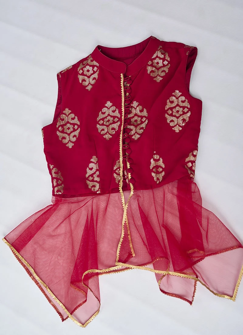 Bottom From Maroon N White Georgette Sequins Palazzo Set After Six Wear 6 Bottom From Maroon N White Georgette Sequins Palazzo Set After Six Wear - Image 6