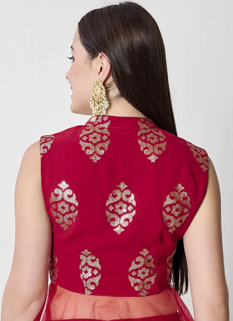 Bottom From Maroon N White Georgette Sequins Palazzo Set After Six Wear 7 Bottom From Maroon N White Georgette Sequins Palazzo Set After Six Wear - Image 7