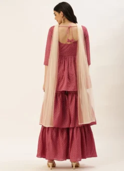 Dupatta From Maroon Nylon Jacquard Gharara Set After Six Wear -Mahra Clothing Shop Maroon Nylon Jacquard Gharara Set SLBS02209636 b 1