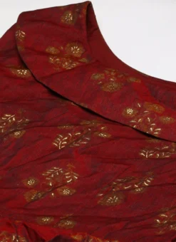 Maroon Printed One Shoulder Dress Party Wear After Six Wear -Mahra Clothing Shop Maroon Printed One Shoulder Dress DRBS02205963 rrc1