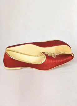 Maroon Raw Silk Hand Work Mojri -Mahra Clothing Shop Maroon Raw Silk Hand Work Mojri MFWMRG20 b