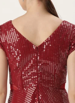 Maroon Sequins Embroidered Georgette With Keyhole Wedding Wear -Mahra Clothing Shop Maroon Sequins Embroidered Georgette With Keyhole IWBS02304996 rrc2