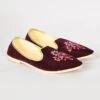 Maroon Velvet Embroidered Mojri