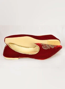 Maroon Velvet Hand Work Mojri -Mahra Clothing Shop Maroon Velvet Hand Work Mojri MFWMRG7 b