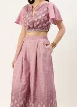 Teen Girls Mauve Art Silk Digital Printed Co Ords Set Party Wear