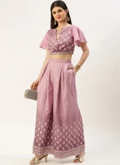 Teen Girls Mauve Art Silk Digital Printed Co Ords Set Party Wear -Mahra Clothing Shop Mauve Art Silk Digital Printed Co Ords Set IWBS02211094 u