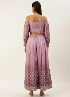 Bottom From Mauve Art Silk Digital Printed Co Ords Set After Six Wear -Mahra Clothing Shop Mauve Art Silk Digital Printed Co Ords Set IWBS02301067 b