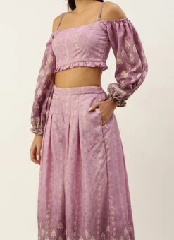 Bottom From Mauve Art Silk Digital Printed Co Ords Set After Six Wear