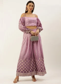 Teen Girls Mauve Art Silk Digital Printed Co Ords After Six Wear -Mahra Clothing Shop Mauve Art Silk Digital Printed Co Ords Set IWBS02301067 u 1