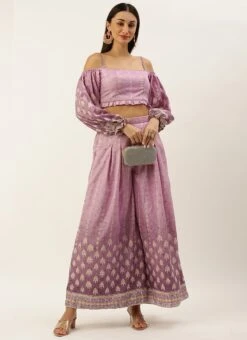 Bottom From Mauve Art Silk Digital Printed Co Ords Set After Six Wear -Mahra Clothing Shop Mauve Art Silk Digital Printed Co Ords Set IWBS02301067 u