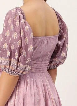 Mauve Art Silk Digital Printed Dress Party Wear -Mahra Clothing Shop Mauve Art Silk Digital Printed Dress DRBS02304077 rrc2