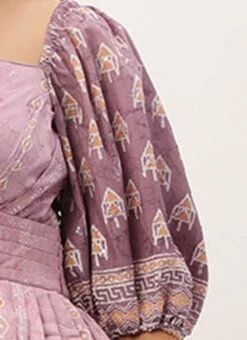 Mauve Art Silk Digital Printed Dress Party Wear -Mahra Clothing Shop Mauve Art Silk Digital Printed Dress DRBS02304077 rrc3