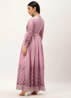 Mauve Digital Printed Maxi Dress Festive Wear -Mahra Clothing Shop Mauve Digital Printed Maxi Dress DRBS02212588 b