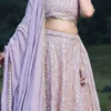 Teen Girls Mauve Embroidered Georgette Lehenga Wedding Wear