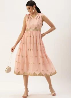 Mauve Embroidered Strap Neck Dress After Six Wear -Mahra Clothing Shop Mauve Embroidered Strap Neck Dress DRBS02204839 u